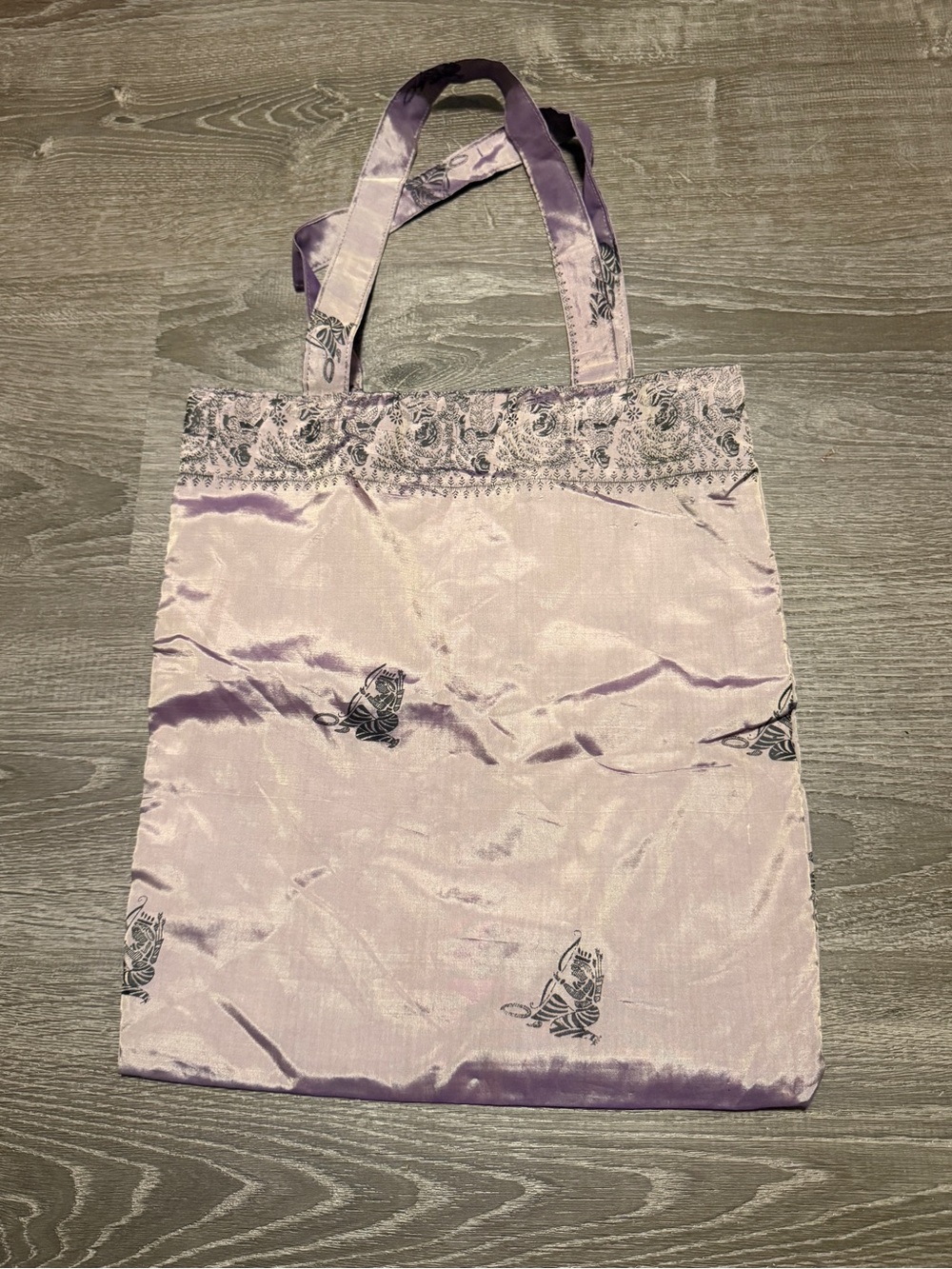 Handmade Reversible Boho Floral Tote Bag Purple Mustard
